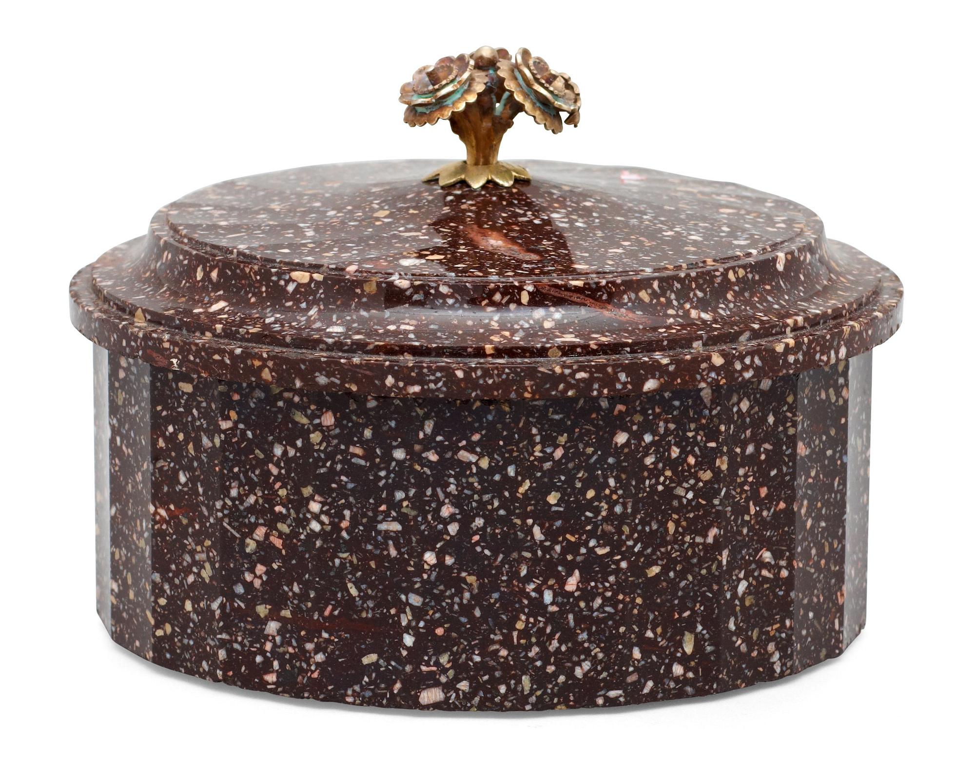 A Swedish Empire 19th century porphyry butter box.