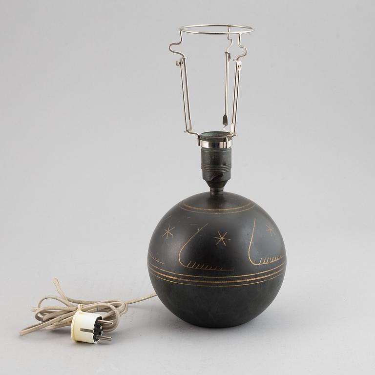 Bordslampa, funkis, brons, Sverige, 1930-tal.