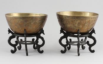 RÖKELSEKAR, ett par, brons, orientaliska, 1900-talets andra hälft.