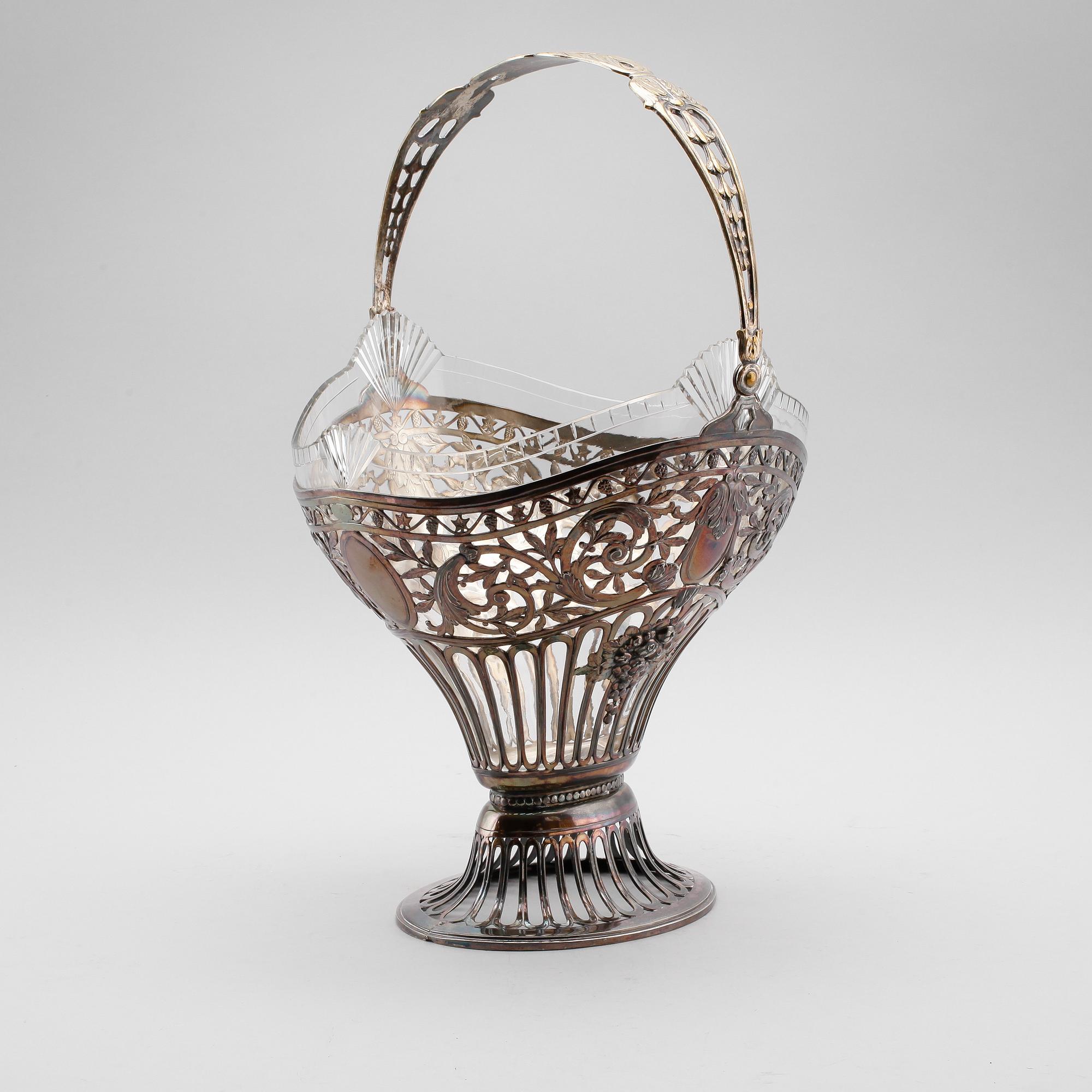 FRUKTKORG, nysilver, tidigt 1900-tal.