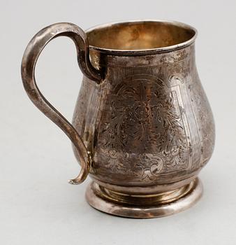 MUGG, silver, 1870, Ryssland. Vikt ca 173 g.