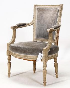 KARMSTOL, Louis XVI-stil, sent 1800-tal.