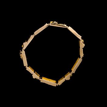 BJÖRN WECKSTRÖM, BRACELET, Quadrate Forms, 14K gold, Lapponia 1979.