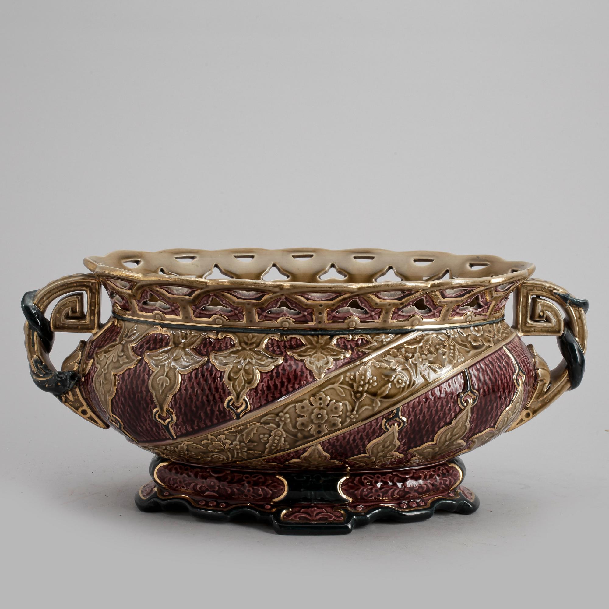 JARDINIERE, majolika, Rörstrand, 1800-talets slut.