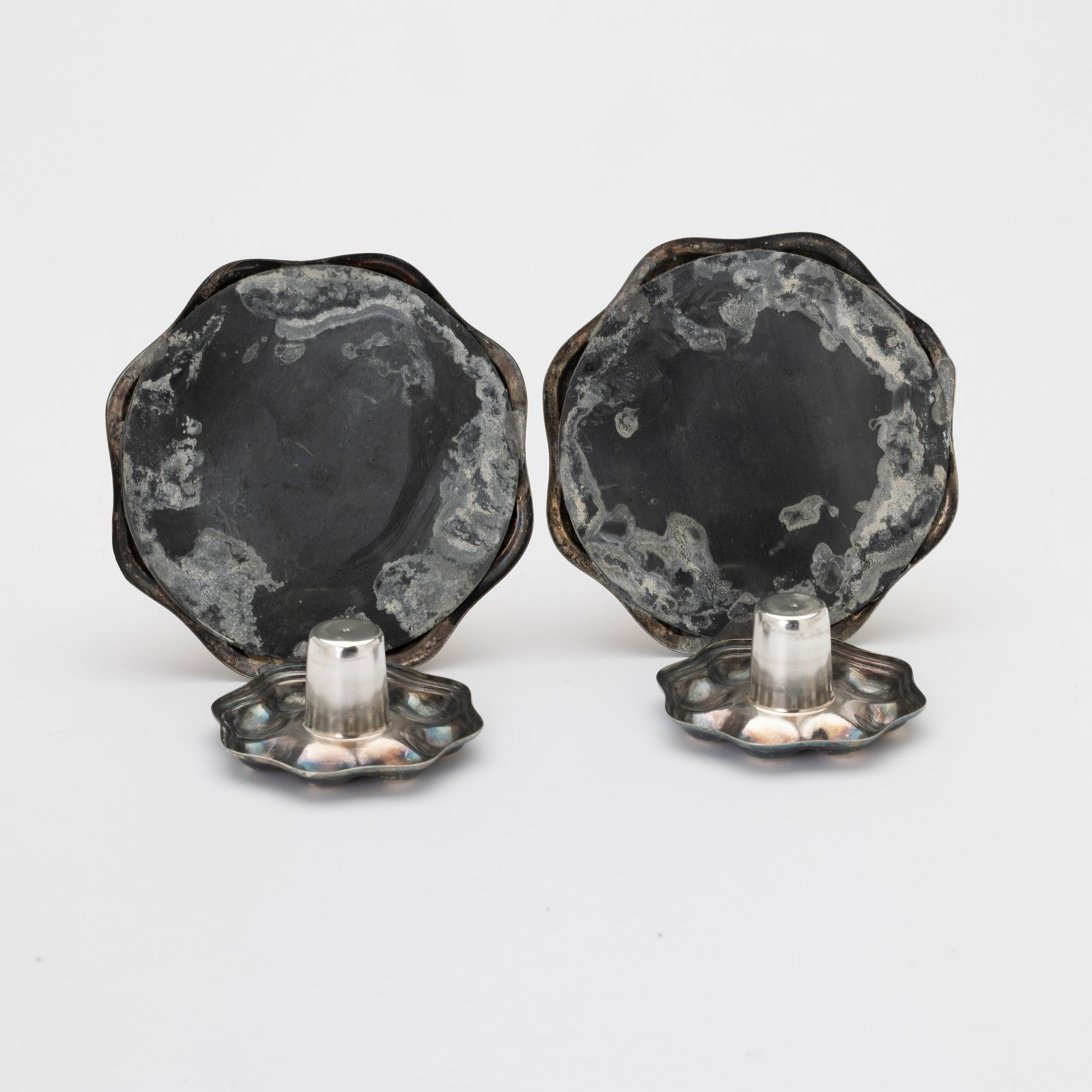 Candlesticks, silver, a pair, C. G. Hallberg, Stockholm, 1946.