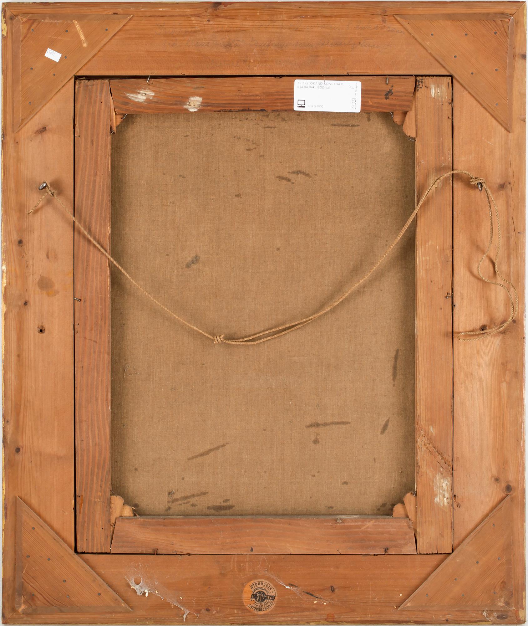 OKÄND KONSTNÄR, olja på duk, 1800-tal.