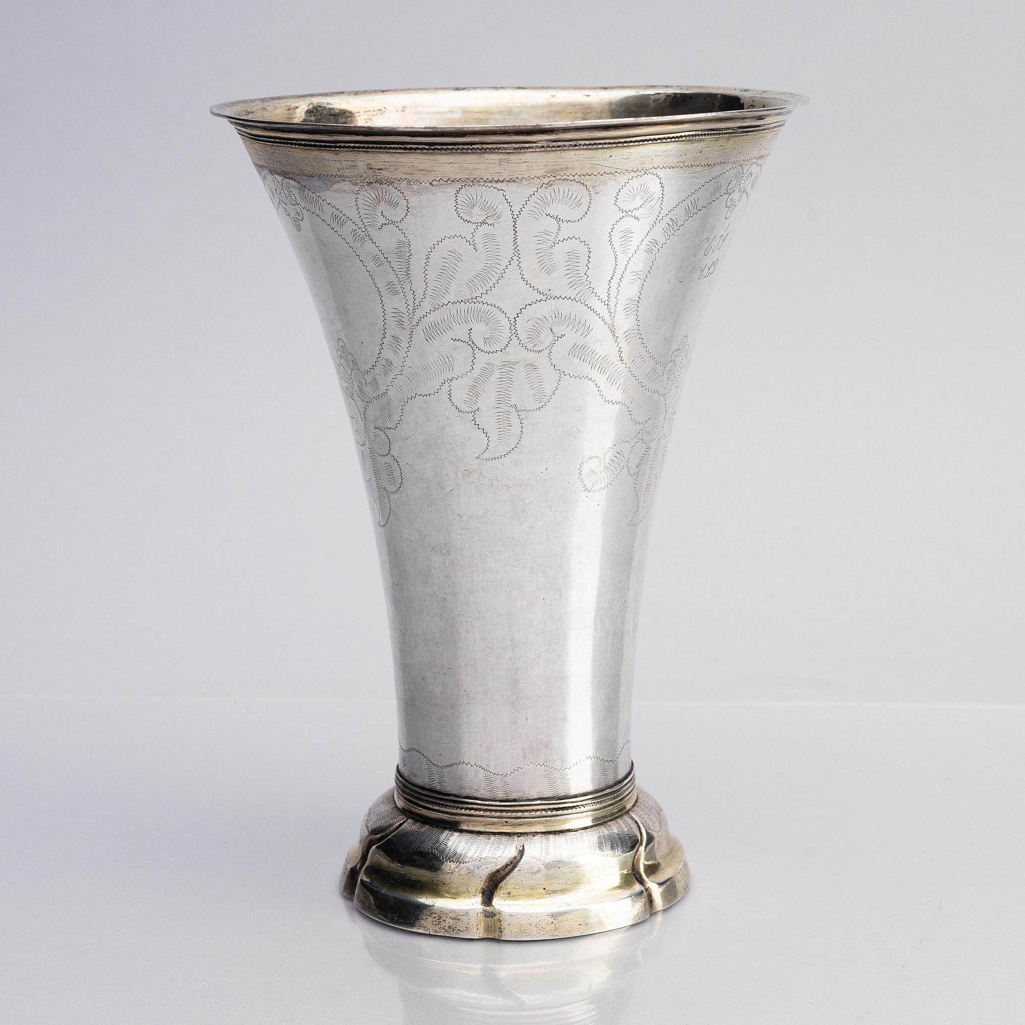 A Swedish parcel-gilt silver beaker, mark of Carl Fredrik Seseman, Arboga 1797.