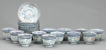 TEKOPPAR MED FAT. 9 st. Porslin, Kina. 1800/1900-tal.