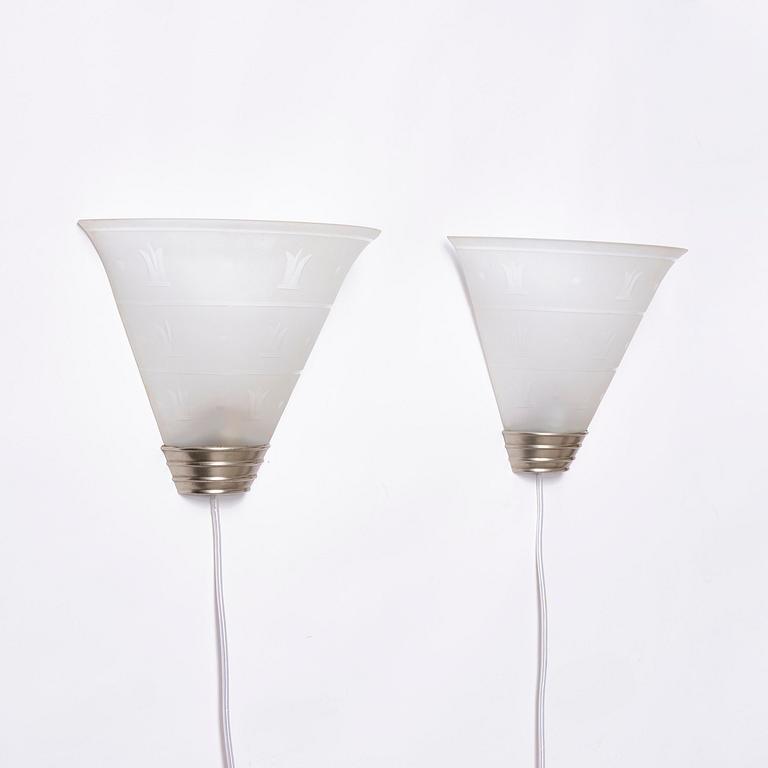 Edward Hald, a pair of wall sconces model "HD 622", Orrefors, 1930s.