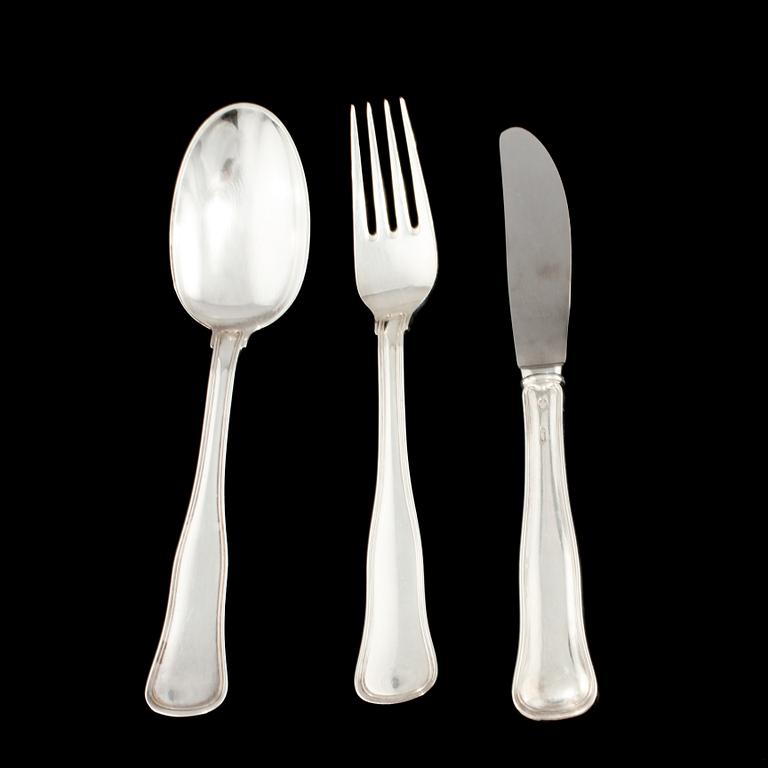 BESTICK, 24 st, silver, "Gammal dansk", Cohr, Danmark, 1900-tal. Vikt 1158 g inkl stålblad.