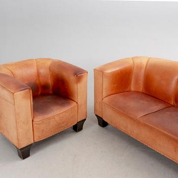 A Josef Hoffmann "Palais Stoclet" sofa and armchair from Wittmann Austria later part of the 20th century.