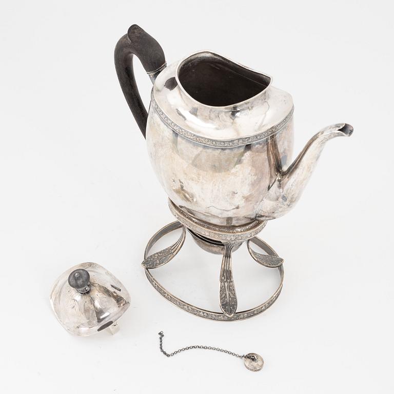 An Empire silver coffee pot with rechaud, first half of the 19th century.