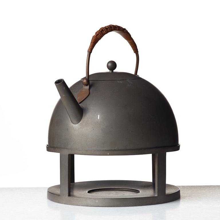 Nils Fougstedt, a pewter teapot with rechaud, Firma Svenskt Tenn, Stockholm 1929.