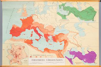 SKOLKARTA, "Forntidens världsvälden" Romarriket, persiska och Alexander den Stores. P.A Norstedt & Söner.