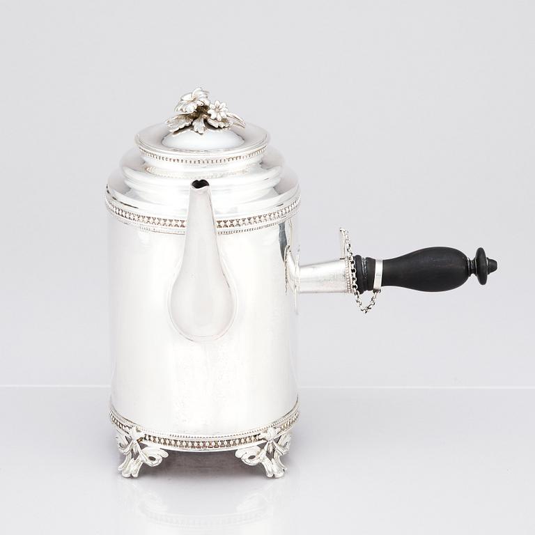 A Swedish Gustavian late 18th Century silver coffee pot, mark of Erik Ernander, Uppsala 1788.