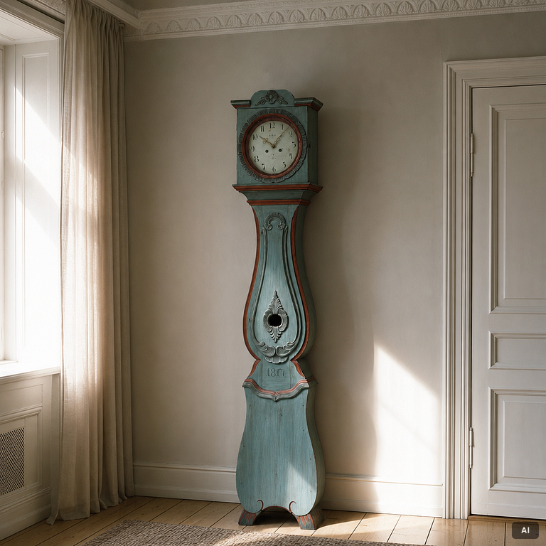 Longcase clock, folk art, 18th/19th century.