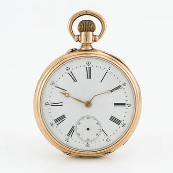 Pocket watch, 14K gold, 48.5 mm.