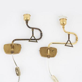 A pair of wall lamps, Armaturhantverk, Tibro, Sweden, second half of the 20th century.