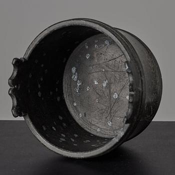A serpentine stone butter box and cover circa 1800.
