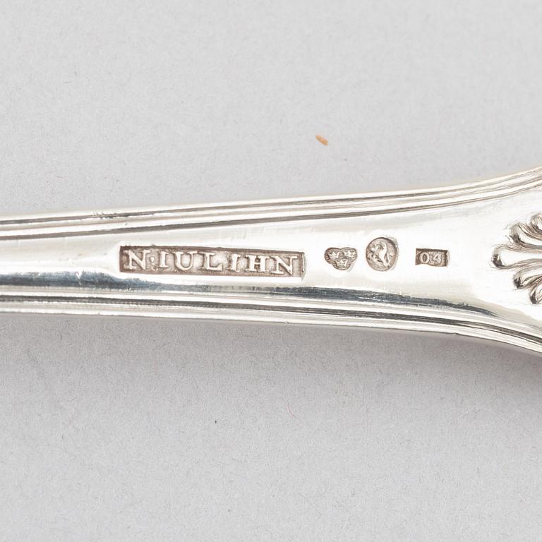 Twelve Swedish silver spoons, 'King's Pattern', mark of Nils Julihn, Karlshamn 1844.