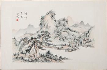 OKÄND KONSTNÄR, mapp med 10 st, gouacher, Japan/Kina, 1900-talets första hälft.