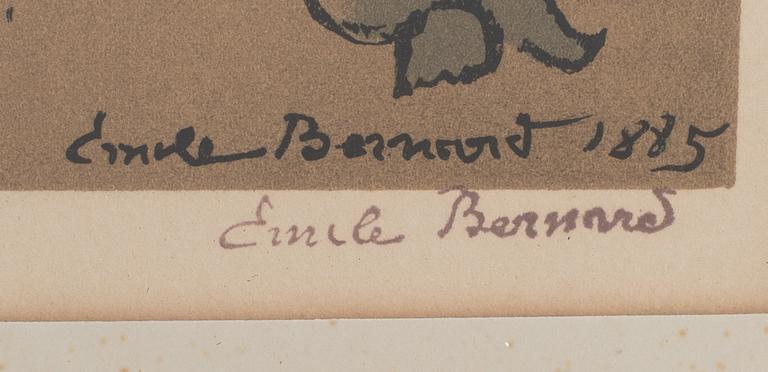 ÉMILE BERNARD, träsnitt. Stämpelsignerad HC.