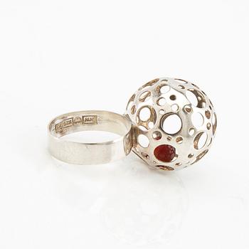 Liisa Vitali, ring and pendant "Leppäkerttu" silver, Westerback Helsinki 1974.