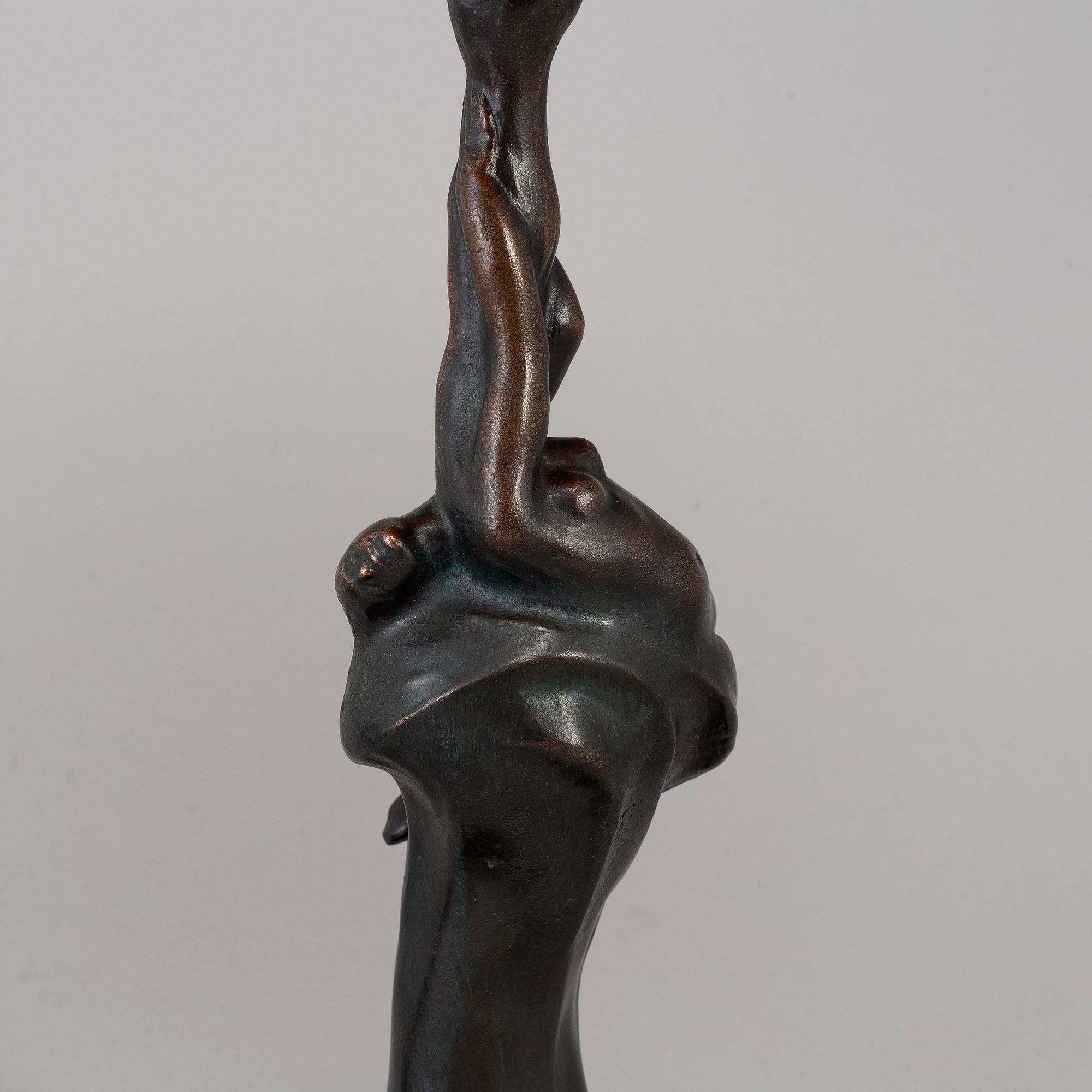 A HALVAR FRISENDAH bronze table lamp.