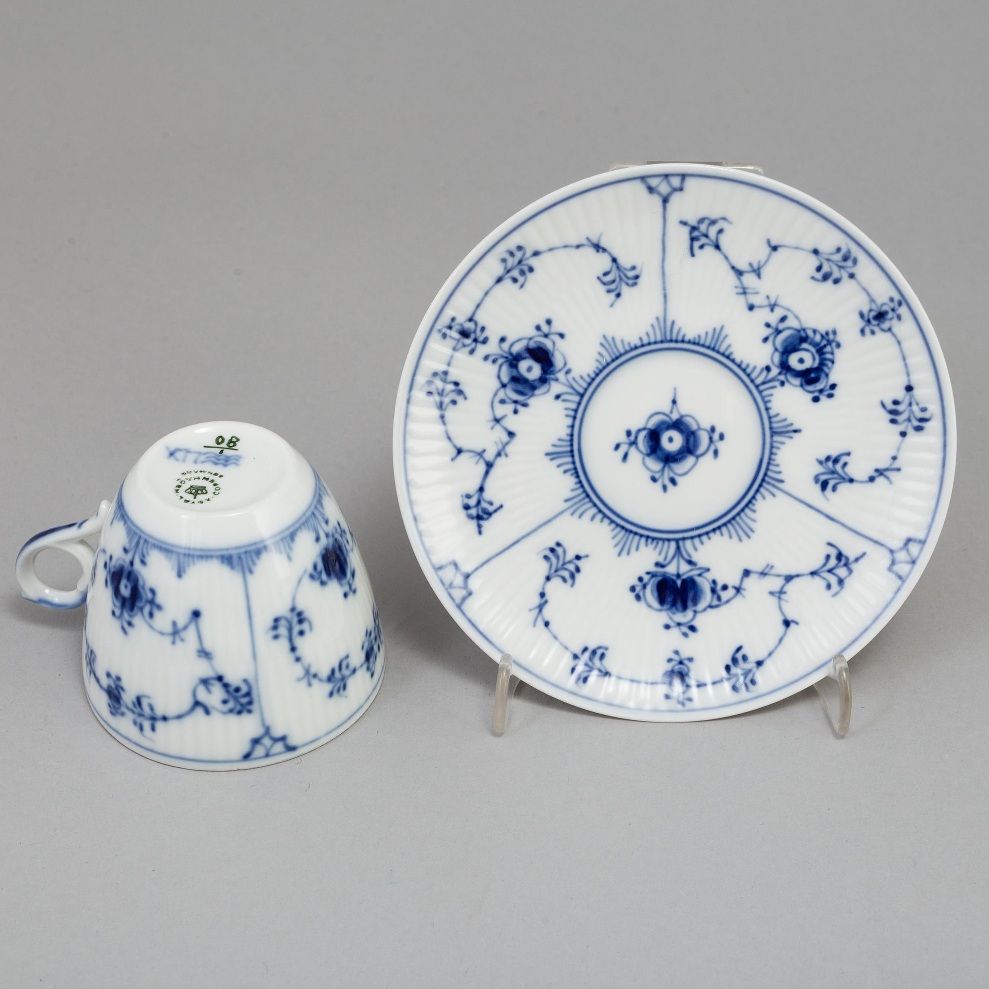 A Danish Royal Copenhagen "Blue Fluted" 36 piece porcelain coffee- and dinner service.