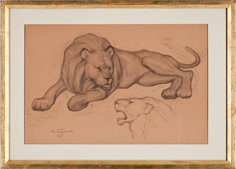 GRETA GERELL, kolteckning, sign.