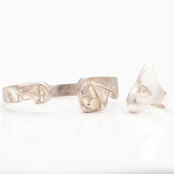 BJÖRN WECKSTRÖM, RING "Verho" och ARMBAND "Apollo", sterling silver. Lapponia 1973 och 1986.