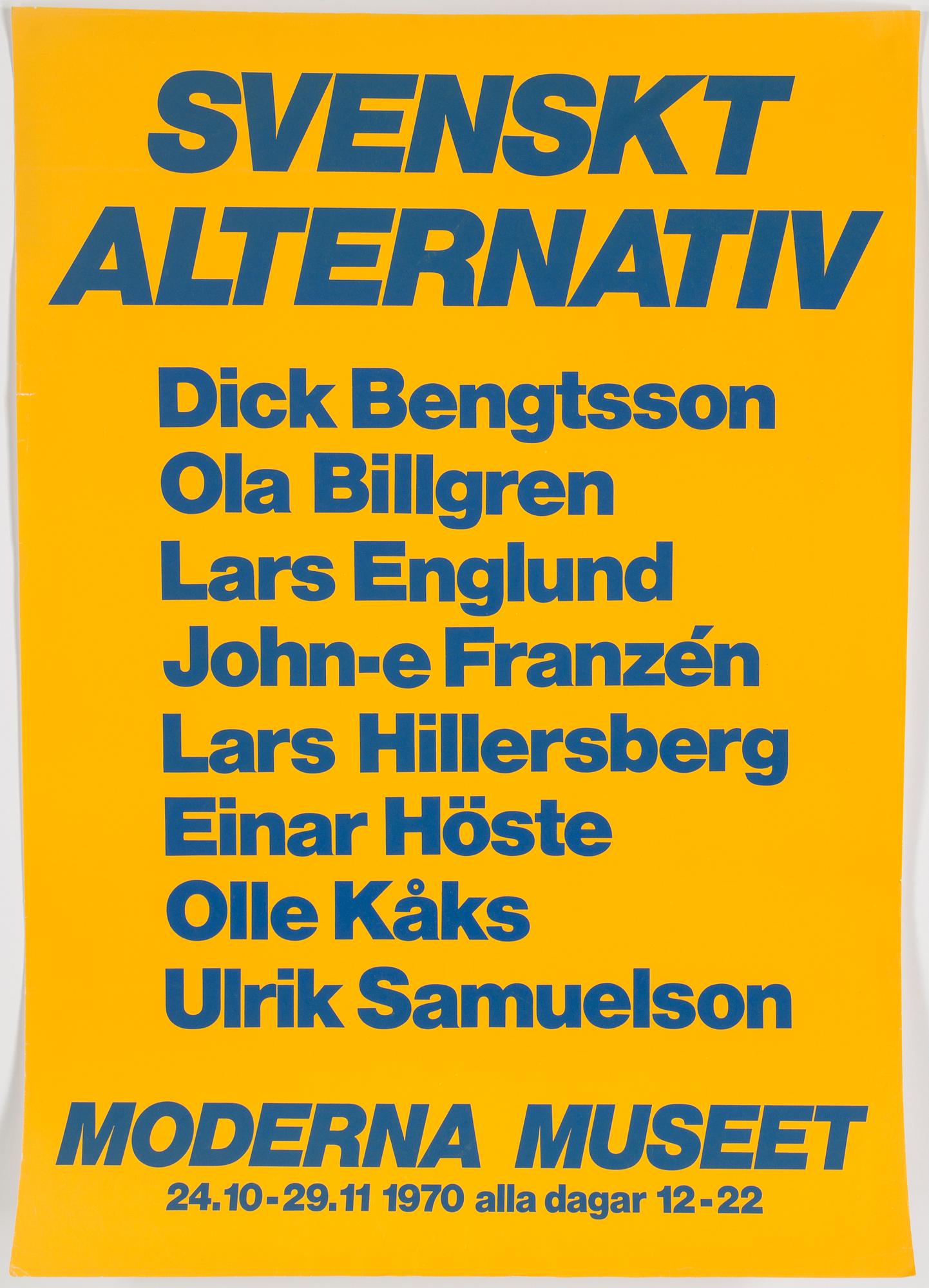 MODERNA MUSEET, utställningsaffischer, 7 stycken, 1960 - tal och framåt.