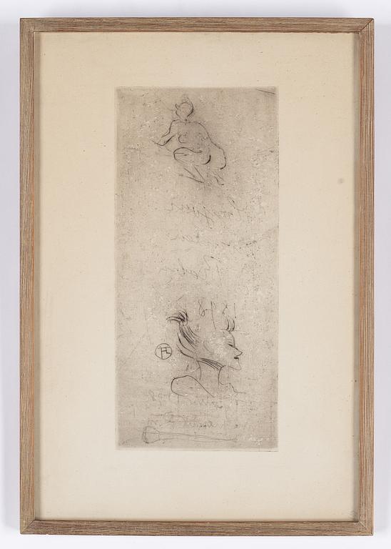 Henri de Toulouse-Lautrec, dry point etching, signed in the plate, 1898.