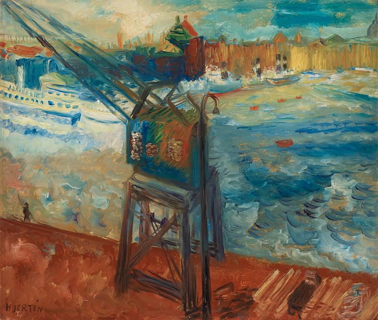 Sigrid Hjertén, "Utsikt över Skeppsbron" (View over Skeppsbron).