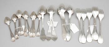 PARTI BESTICK, 22 st, silver, Sverige/Finland, 1800/1900-tal.Tot. Vikt ca 1060 gram.