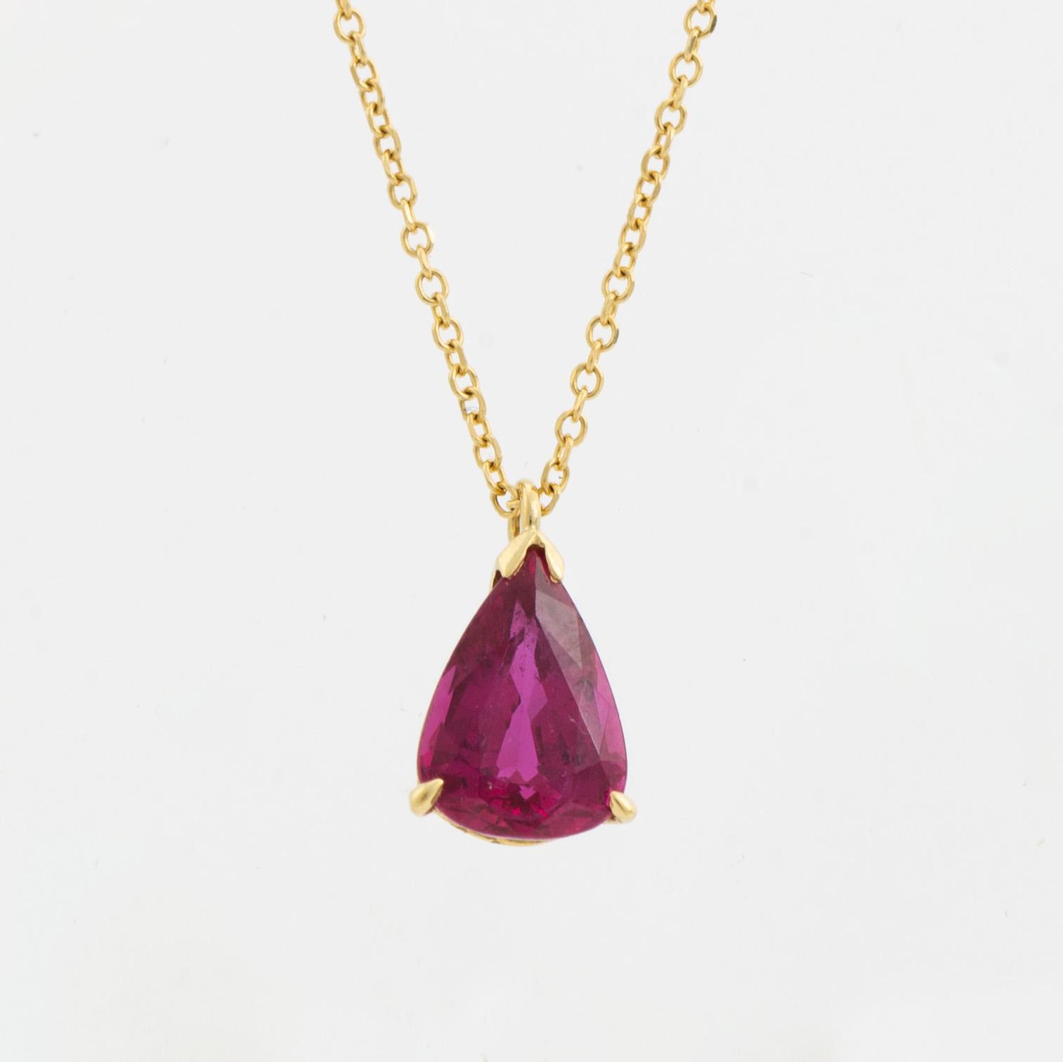 Pear shaped ruby necklace.