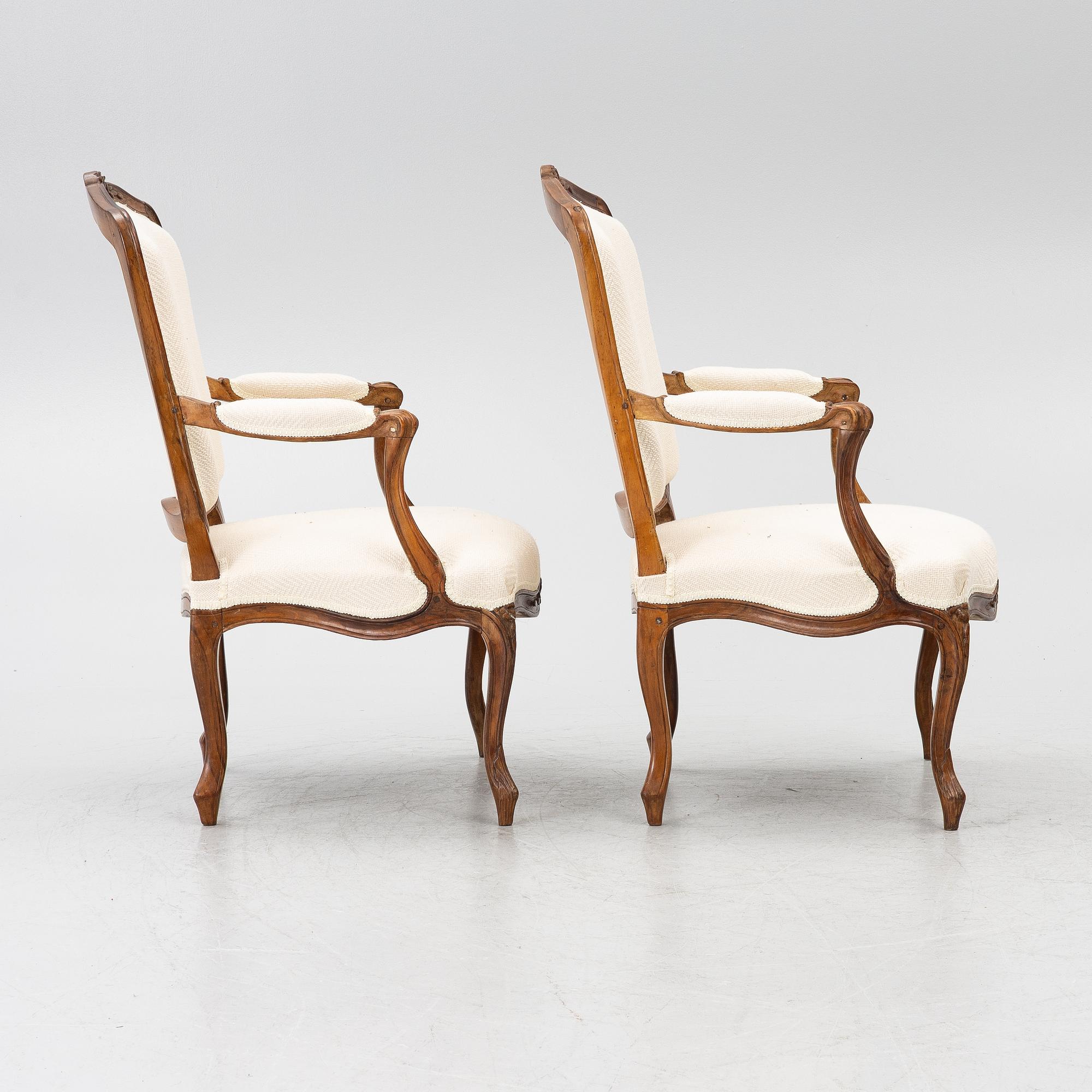 Armchairs, a pair, Rococo, 18th century.