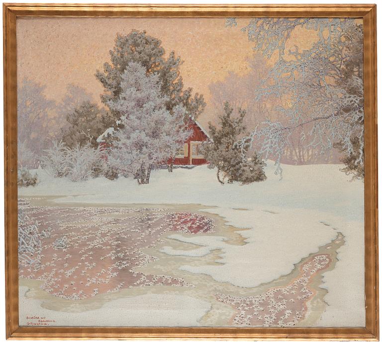 Gustaf Fjaestad, Vinterlandskap med röd stuga.