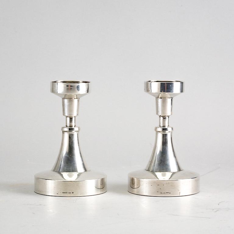 Eric Löfman (MGAB), candlesticks a pair of silver Uppsala 1967.