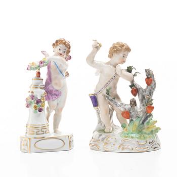 Two German porcelain figures, one Dresden, 1900s.
