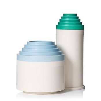 128. Ettore Sottsass, two glazed ceramic vases, Bitossi Ceramiche, Montelupo, Italy 20th century.