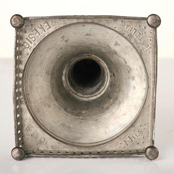 A pair of late Gustyavian pewter candelsticks by N. Justelius, Eksjö  1784-1829.