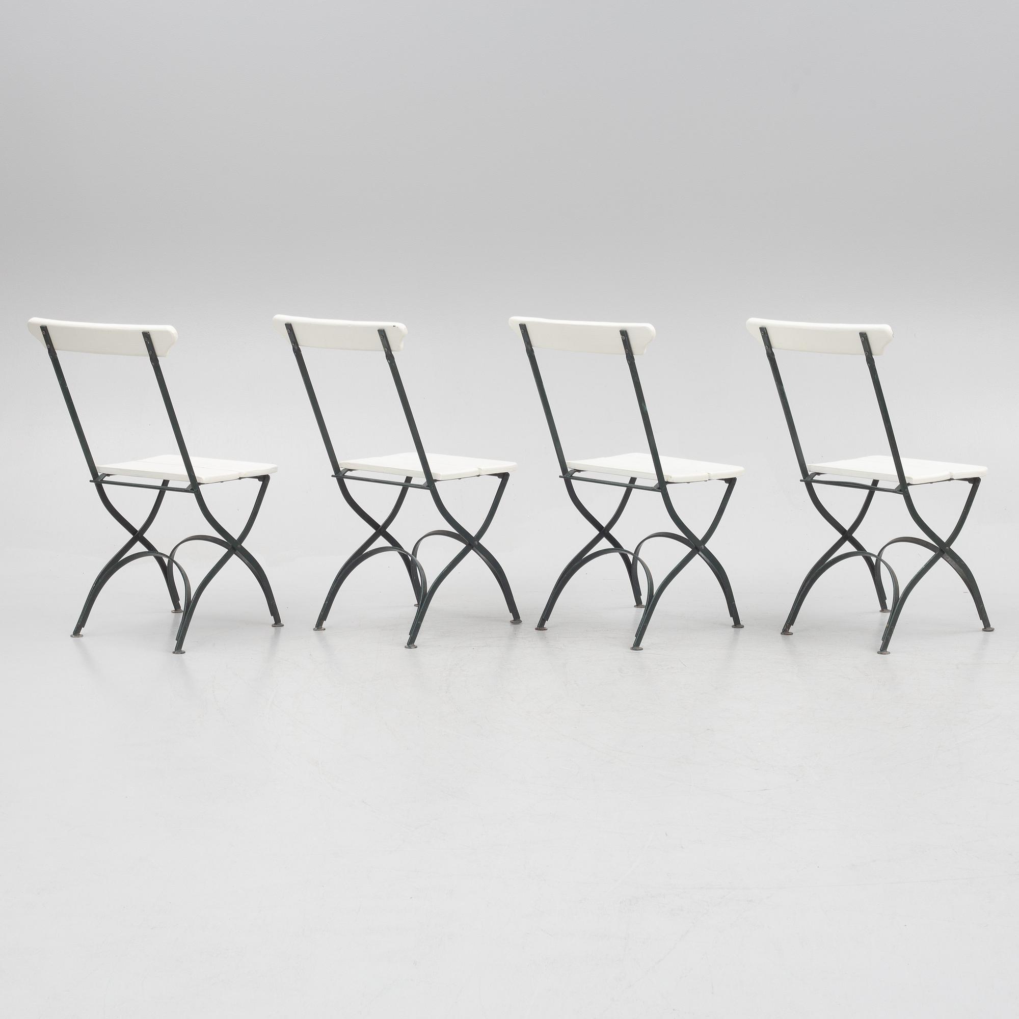Four foldable garden chairs, 20th century.