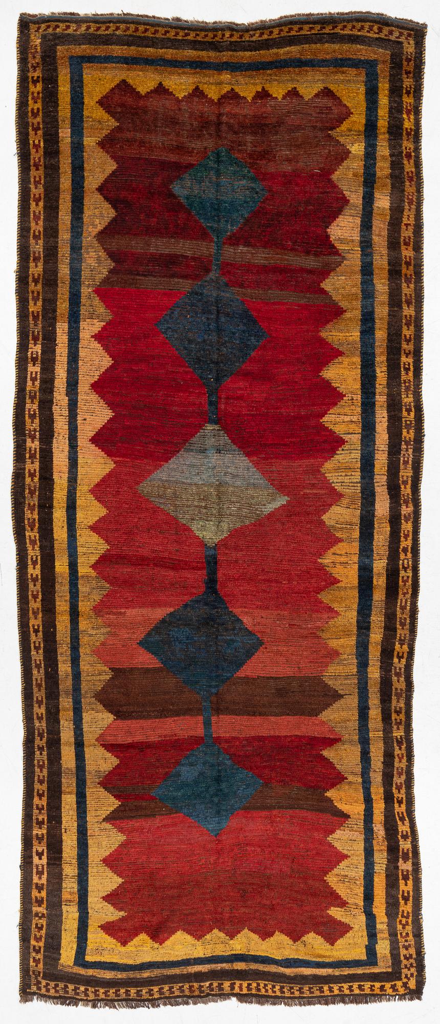 An antique, Farādonbeh 'Khersak' carpet, Chahar Mahal and Bakhtiari area, c 384 x 158 cm.