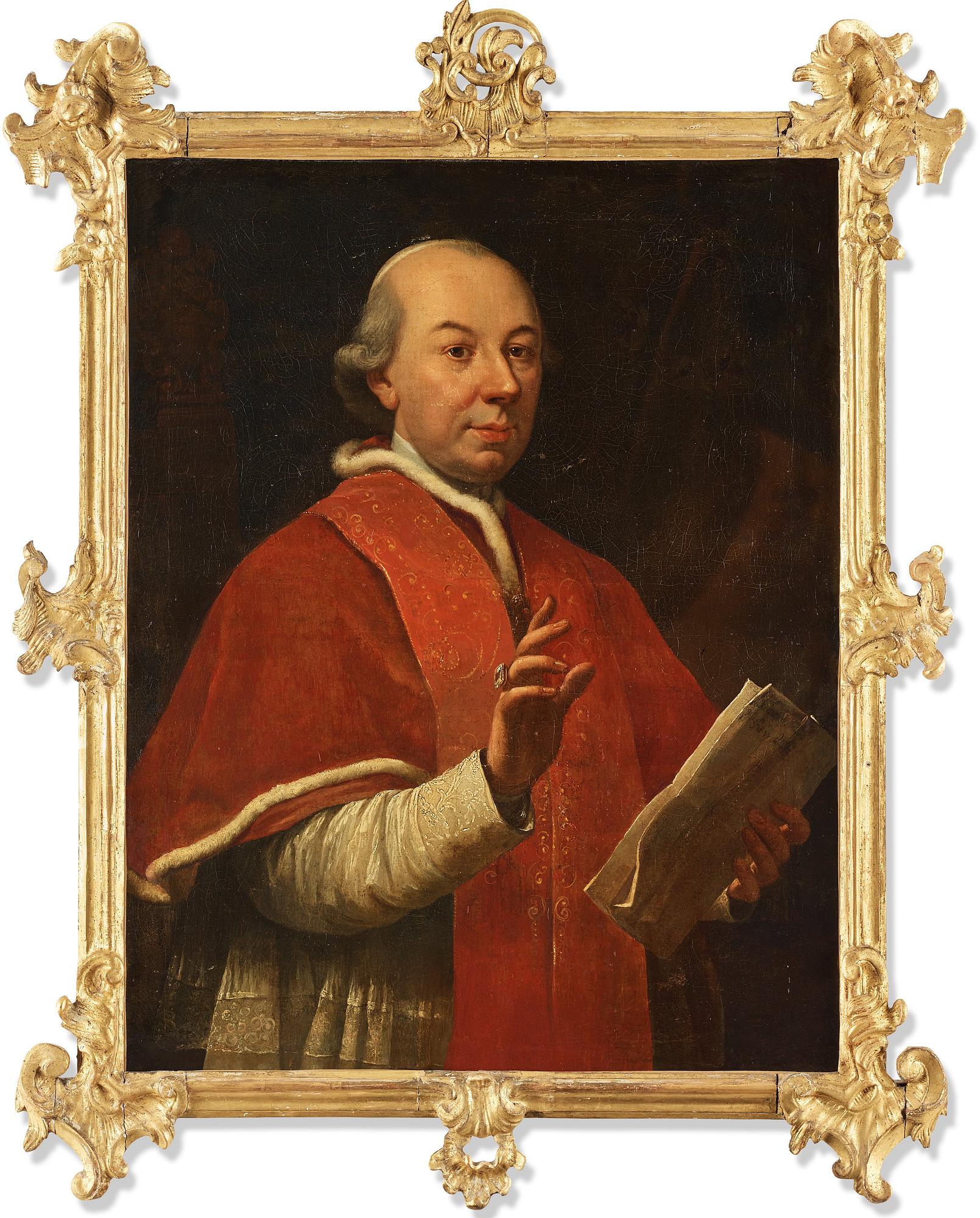 Pompeo Girolamo Batoni Circle of, "Pope Pius VI" (Giovanni Angelico Braschi) (1717-1799).
