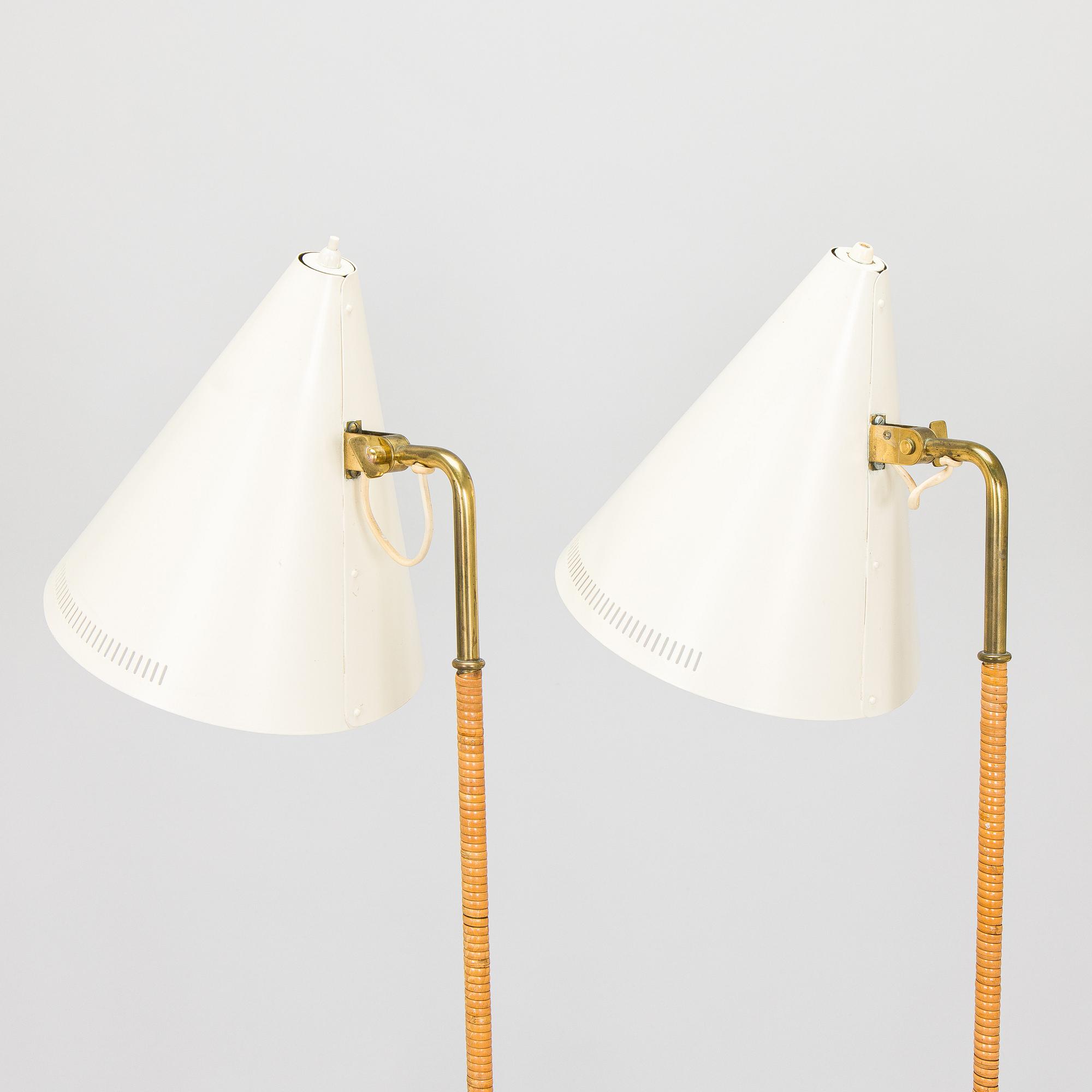 Paavo Tynell, a pair of mid-20th century K10-10 floor lamps for Taito Finland.