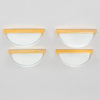 A set of four late-20th century wall lights, Glashütte Limburg, Germany.