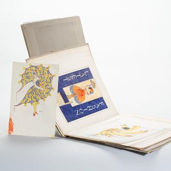 OKÄND KONSTNÄR, mapp 2 st. Teckningar och skisser. 1920-30-tal. Signerade W. Tant.