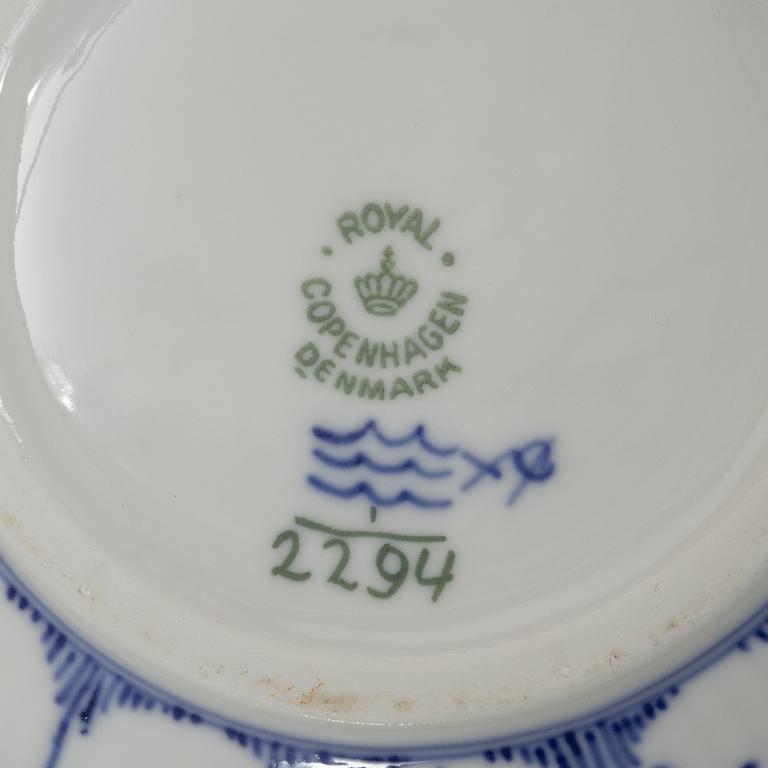 Royal Copenhagen, Thirteen service pieces, 'Musselmalet Riflet', Denmark, 19th–20th century.