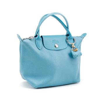 688. LONGCHAMP, a baby blue leather bag.